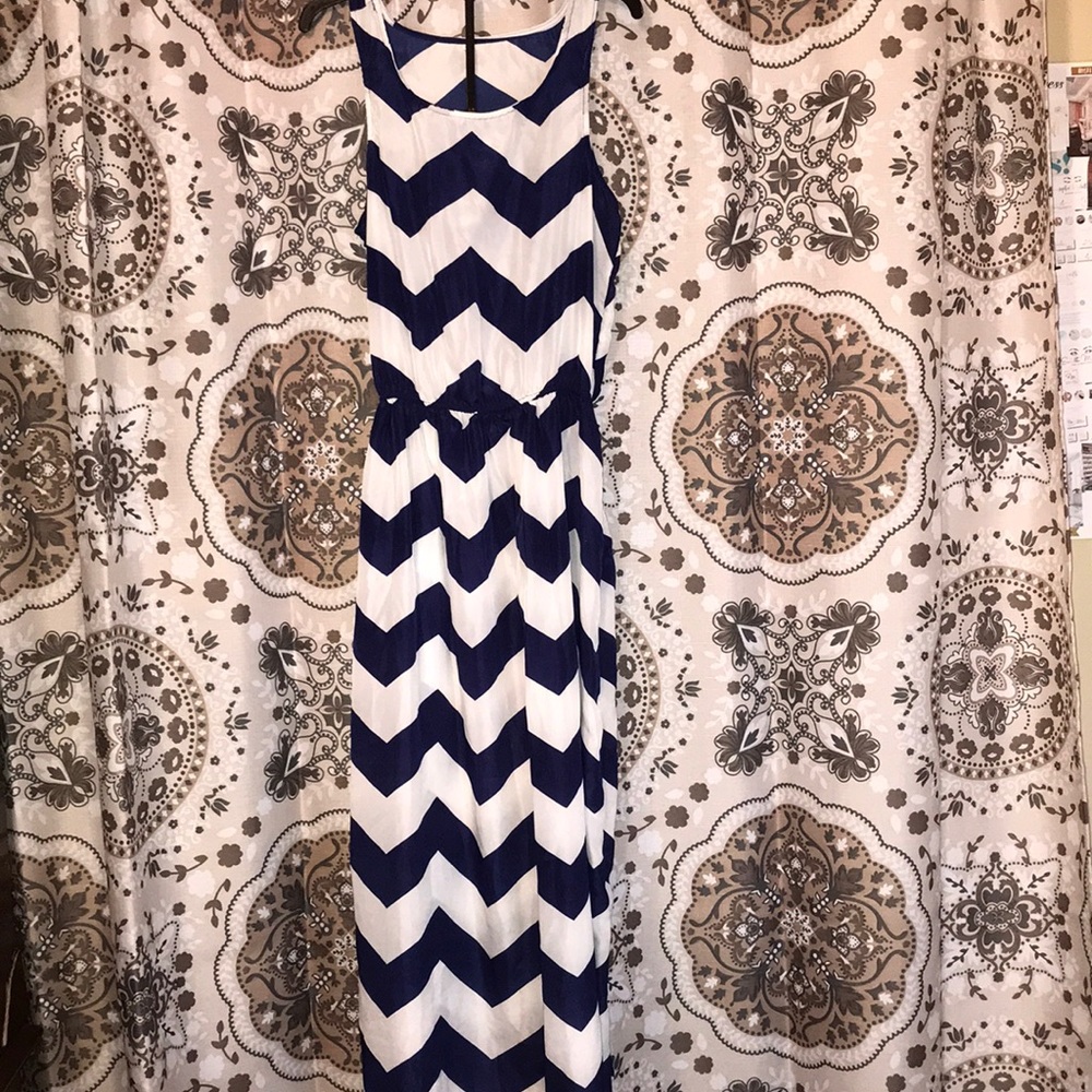 Navy Blue & White maxi dress